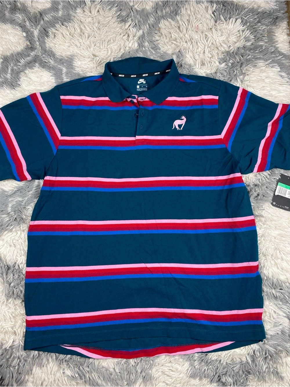 Nike SB x Parra Short Sleeve Polo Shirt Striped - Mens Size XL Skateboard